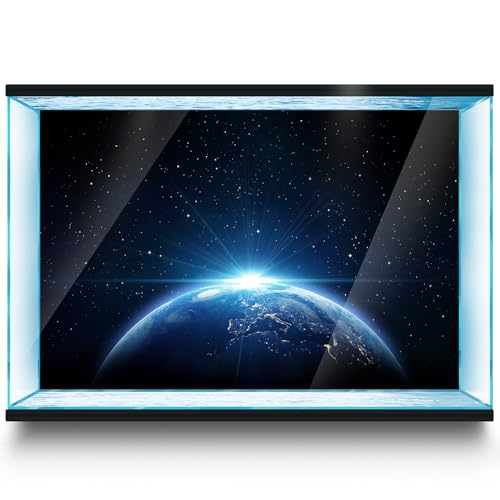 LYYAB Aquarium Hintergrund Aufkleber Erde Sternenklar Weltraum Kosmisch Aquarium Reptilien Terrarium Dekor Poster (90 x 60 cm) von LYYAB