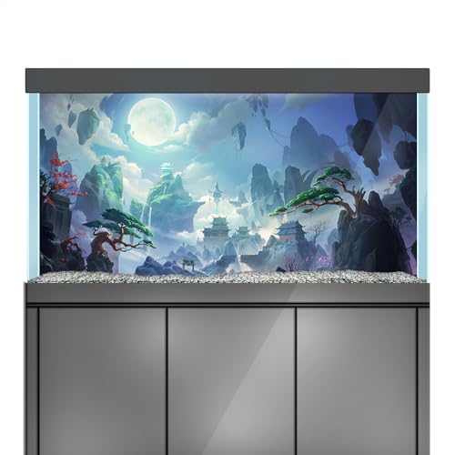 LYYAB Aquarium Hintergrund Aufkleber Fantasy Chinesischer Mond Aquarium Reptilien Terrarium Dekor Poster (90 x 60 cm) von LYYAB