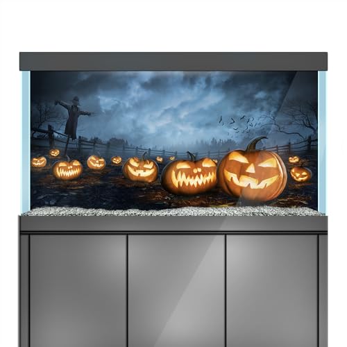 LYYAB Aquarium Hintergrund Aufkleber Halloween Kürbis Nacht Fisch Tank Reptilien Terrarium Dekor Poster (100 x 50 cm/(39,5 x 19,7 Zoll) von LYYAB