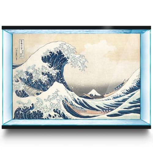 LYYAB Aquarium Hintergrund Aufkleber Japan Kanagawa Wellen Aquarium Reptilien Terrarium Dekor Poster (90 x 60 cm) von LYYAB