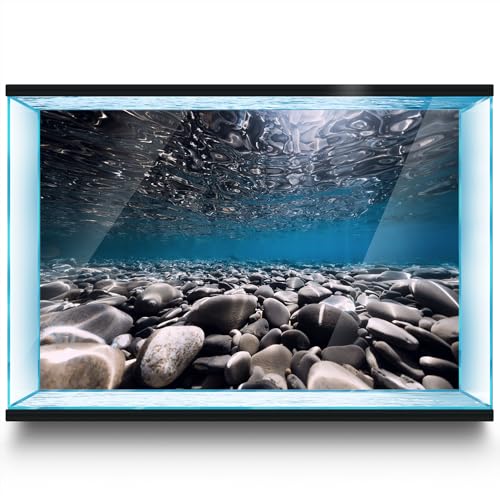 LYYAB Aquarium Hintergrund Aufkleber - Kieselsteine Wellenoberfläche - Aquarium Deko Poster Reptil Terrarium (60x40cm) von LYYAB