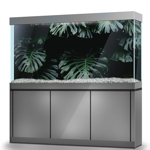 LYYAB Aquarium Hintergrund Aufkleber - Monstera Leaf Green Plant - Fish Tank Reptile Terrarium Decor Poster (120 x 60 cm) von LYYAB