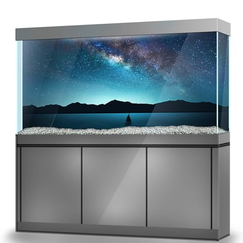 LYYAB Aquarium Hintergrund Aufkleber - Nachthimmel Milchstraße Berg - Selbstklebendes Aquarium Reptilien Terrarium Dekor Poster (120 x 60 cm/(47 x 23,6 Zoll)) von LYYAB