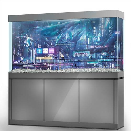 LYYAB Aquarium Hintergrund Aufkleber - Neon Hologramm Wal - Fish Tank Reptile Terrarium Decor Poster (60 x 30 cm) von LYYAB