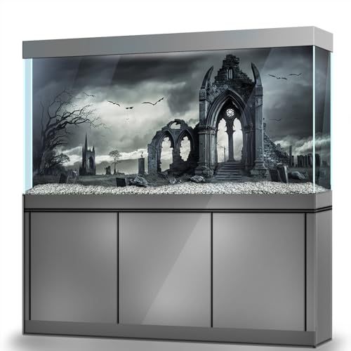 LYYAB Aquarium Hintergrund Aufkleber Ruinen Bogen Grabstein Turm Aquarium Reptilien Terrarium Dekor Poster (45 x 30 cm) von LYYAB