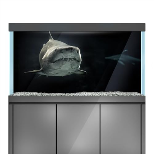 LYYAB Aquarium Hintergrund Aufkleber - Shark Black Deep Ocean - Fish Tank Reptile Terrarium Decor Poster (90 x 60 cm) von LYYAB