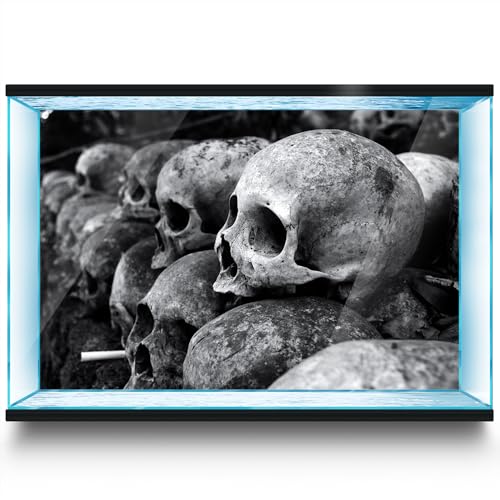LYYAB Aquarium Hintergrund Aufkleber - Skull Stack Black - Fish Tank Reptile Terrarium Decor Poster (60 x 40 cm) von LYYAB