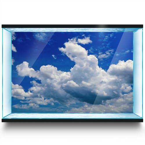 LYYAB Aquarium Hintergrund Aufkleber - Sky Cloud Blue White - Fish Tank Reptile Terrarium Decor Poster (120 x 60 cm) von LYYAB
