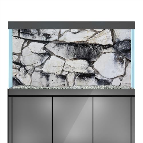LYYAB Aquarium Hintergrund Aufkleber - Steinwand Textur Felsen Weiß - Aquarium Reptilien Terrarium Dekor Poster (120 x 60 cm) von LYYAB