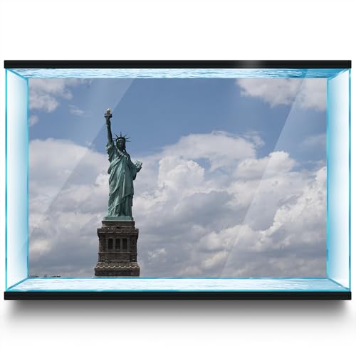 LYYAB Aquarium Hintergrund Aufkleber - US Statue Liberty Sky - Fish Tank Reptile Terrarium Decor Poster (120 x 60 cm) von LYYAB