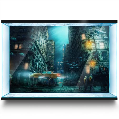 LYYAB Aquarium Hintergrund Aufkleber - Unterwasserstadt - Aquarium Reptilien Terrarium Dekor Poster (60 x 30 cm) von LYYAB