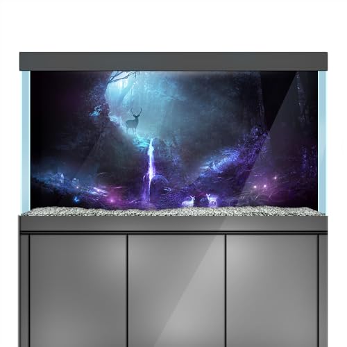 LYYAB Aquarium Hintergrund Aufkleber Wald Wasserfall Hirsch Aquarium Reptilien Terrarium Dekor Poster (60 x 30 cm) von LYYAB