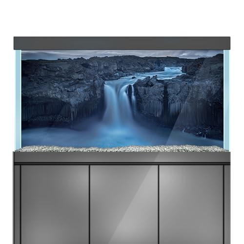 LYYAB Aquarium Hintergrund Aufkleber - Wasserfall in bewölkter Landschaft - Aquarium Reptilien Terrarium Dekor Poster (60 x 40 cm) von LYYAB
