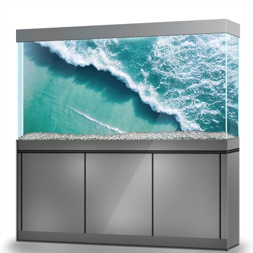 LYYAB Aquarium Hintergrund Aufkleber - Wave Ocean - Selbstklebendes Aquarium Reptilien Terrarium Dekor Poster (90 x 60 cm) von LYYAB