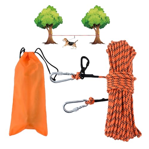 LZ.MZXU Hundeleinenkabel für Camping, 15,2 m/22,9 m/30,5 m, tragbares Überkopf-Trolley-System für Hunde bis zu 136 kg, Campingleine für Hof, reflektierendes Auslaufkabel für Camping, Park (Orange) LZ.MZXU Hundeleinenkabel für Camping, 15,2 m/22,9 m/30,5 m, tragbares Überkopf-Trolley-System für Hunde bis zu 136 kg, Campingleine für Hof, reflektierendes Auslaufkabel für Camping, Park (Orange) von LZ.MZXU