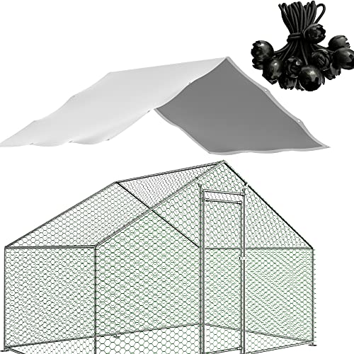 Hühnerstallabdeckung aus Metall für den Außenbereich, mit 22 Kugelspannschnüren für großen begehbaren Laufgehege, wasserdicht, 28 cm L x 16 cm B (Rahmen Nicht im Lieferumfang enthalten), 1 Packung von LZBEITEM