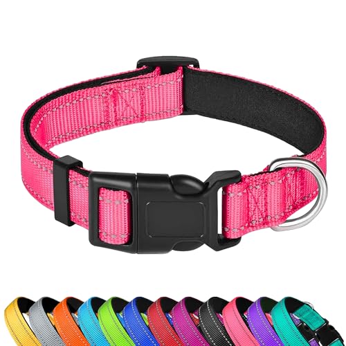 LZGOPE Reflektierendes Hundehalsband, verstellbar, weiches Neopren, gepolstert, Nylon, Haustierhalsbänder mit Schnalle für mittelgroße Hunde, Rosa, M LZGOPE Reflektierendes Hundehalsband, verstellbar, weiches Neopren, gepolstert, Nylon, Haustierhalsbänder mit Schnalle für mittelgroße Hunde, Rosa, M von LZGOPE
