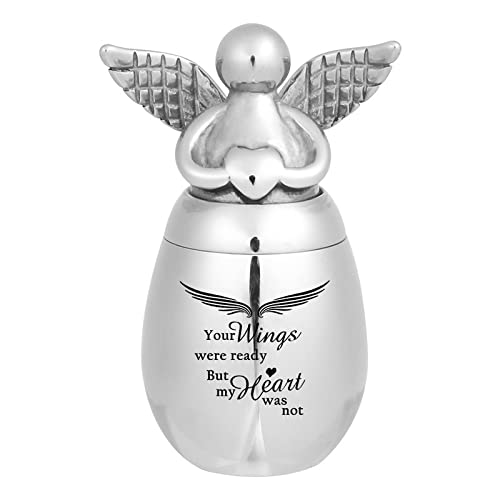 LZHLMCL Gedenkurne Asche Your Wings were Ready But My Heart was Not Small Urns for Human Ash Cremation Pendant Angel Memorial Urn Jewelry von LZHLMCL