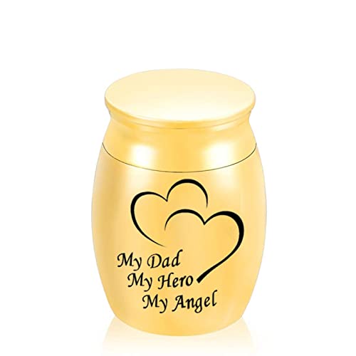 LZHLMCL Mini Urne to My Dad My Hero My Angel Engraved Cremation Jewelry for Ashes Memorial Jar Human Ash Urns Edelstahl Gold 45 * 70Mm von LZHLMCL