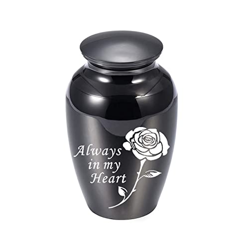 LZHLMCL Urne Hund 70Mm Kleine Andenken Urnen Für Menschliche Asche Mini Rose Urne Aluminiumlegierung Asche Andenken Memorial Aschehalter Schwarz von LZHLMCL