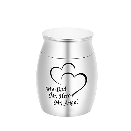 LZHLMCL Urne Katze to My Dad My Hero My Angel Engraved Cremation Jewelry for Ashes Memorial Jar Human Ash Urns Edelstahl Silber 45 * 70Mm von LZHLMCL