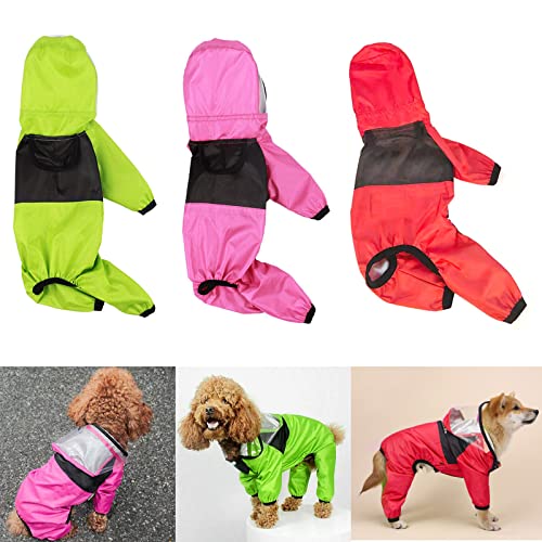 Hunderegenmantel, verstellbare Haustierjacke, Leichter Hunde-Slicker-Poncho mit Kapuze, für Hunde jeden Alters (M, Rosenrot) von LZLUCKCOME