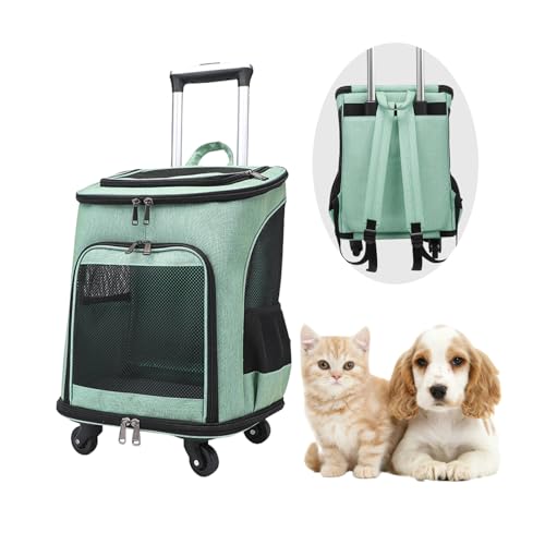 Hunderucksack Katzenrucksack mit Trolley, Haustier Handtasche und Rucksack, Faltbare Hunderucksack, für die Mitnahme von Haustieren (Fruchtgrün) von LZLUCKCOME