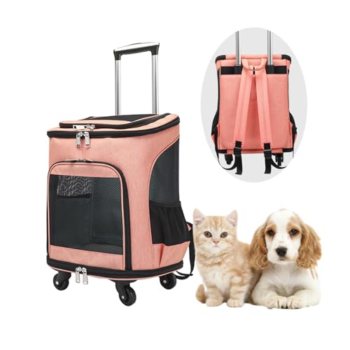 Hunderucksack Katzenrucksack mit Trolley, Haustier Handtasche und Rucksack, Faltbare Hunderucksack, für die Mitnahme von Haustieren (Orange) von LZLUCKCOME