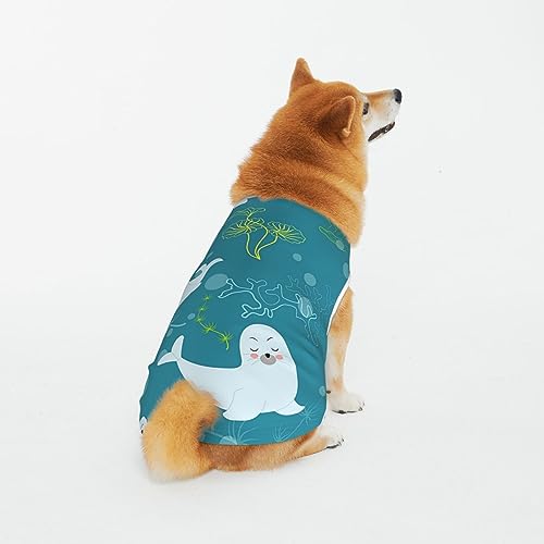 Atmungsaktive weiche Baumwollkleidung für Haustiere, Cartoon-Algen-Siegel, Hunde- und Katzenbekleidung für kleine, mittelgroße und große Hunde von LZNJZ