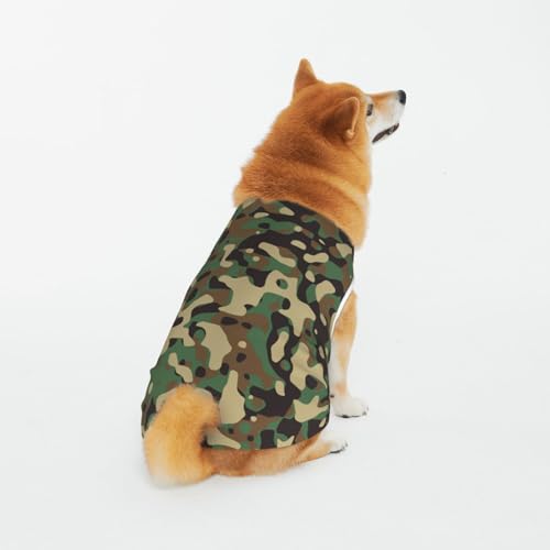 Atmungsaktive weiche Baumwollkleidung für Haustiere, klassisches grünes Camouflage-Muster für Hunde und Katzen, Größe S, M, L von LZNJZ