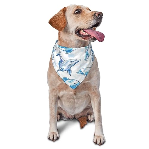 Dreieckiges Hundehalstuch, leicht, Aquarellfarben, niedlicher Delfin, für große, mittelgroße und kleine Hunde und Katzen von LZNJZ