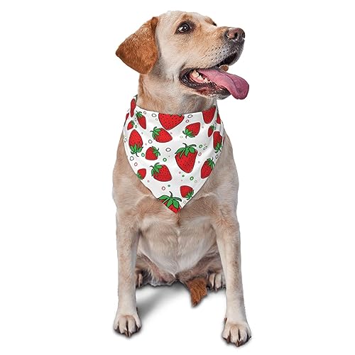 Dreieckiges Hundehalstuch, leicht, mit roten Cartoon-Erdbeeren, für große, mittelgroße und kleine Hunde und Katzen von LZNJZ
