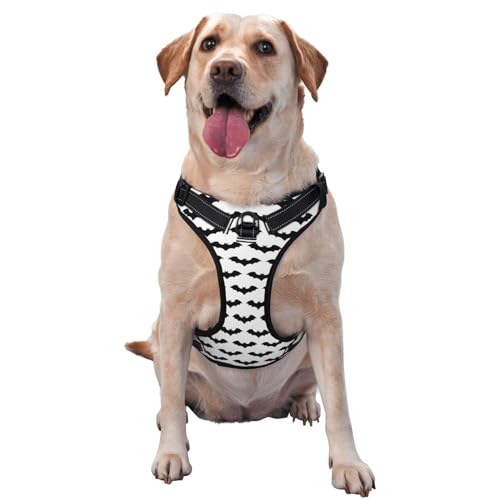 Hundegeschirr mit Leine, atmungsaktiv, verstellbar, Cartoon-Design, einfaches Fledermaus-Hundegeschirr für große, mittelgroße und kleine Hunde, Schwarz von LZNJZ