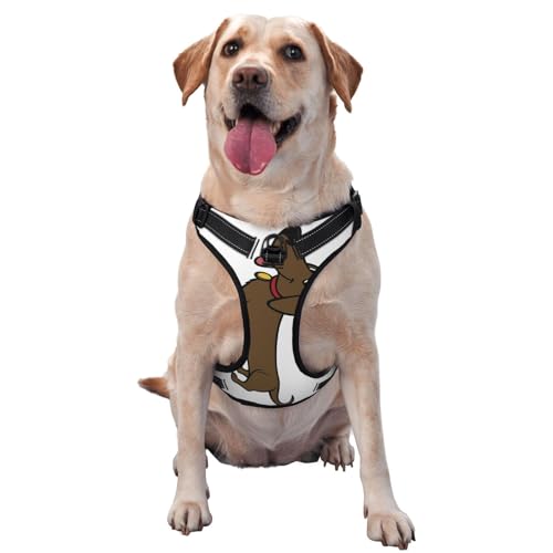 Hundegeschirr mit Leine, verstellbar, lang, Cartoon-Design, für große, mittelgroße und kleine Hunde, Braun Hundegeschirr mit Leine, verstellbar, lang, Cartoon-Design, für große, mittelgroße und kleine Hunde, Braun von LZNJZ