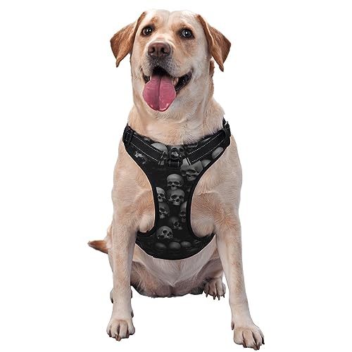 Hundegeschirr mit Leine und verstellbar, Blasen, Grauer Totenkopf-Hundegeschirr für große, mittelgroße und kleine Hunde Hundegeschirr mit Leine und verstellbar, Blasen, Grauer Totenkopf-Hundegeschirr für große, mittelgroße und kleine Hunde von LZNJZ