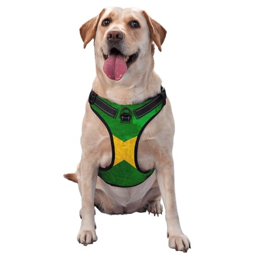 Hundegeschirr mit Leine und verstellbar, jamaikanische Flagge, Hundegeschirr für große, mittelgroße und kleine Hunde Hundegeschirr mit Leine und verstellbar, jamaikanische Flagge, Hundegeschirr für große, mittelgroße und kleine Hunde von LZNJZ