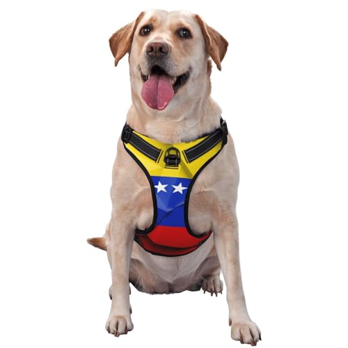 Hundegeschirr mit Leine und verstellbar, mit venezolanischer Flagge, Hundegeschirr für große, mittelgroße und kleine Hunde Hundegeschirr mit Leine und verstellbar, mit venezolanischer Flagge, Hundegeschirr für große, mittelgroße und kleine Hunde von LZNJZ