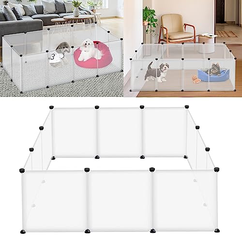 LZQ Freilaufgehege Kaninchen Freigehege Meerschweinchen Gehege Kleintiergehege Kaninchen Freilaufgehege,Eisenzaun Erweiterbar 145x75x48 cm Weiß (Ohne Tür) von LZQ