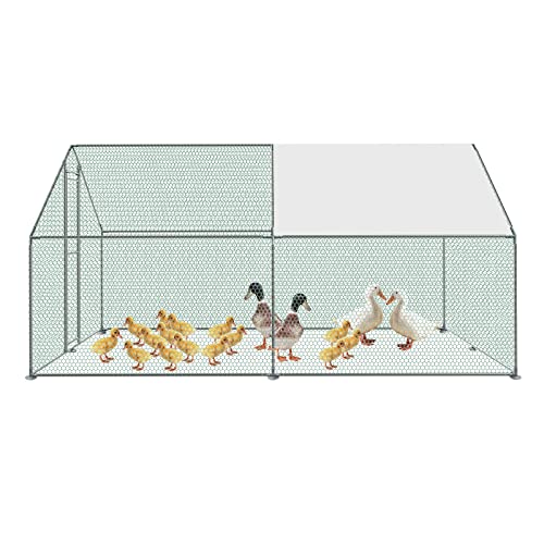 LZQ Hühnerstall Freilaufgehege Hühner 3x4x2 m Hühnergehege Hühnerhaus Dach Geflügelstall Verzinkter Stahlrahmen mit PE von LZQ