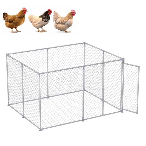 LZQ Hühnerstall Freilaufgehege Hühner Hühnergehege 250x200x150cm Verzinkter Stahlrahmen Haustierkäfig Hühnerhaus Geflügelstall mit Tür Freigehege für Hühner Hasen Kleintiere von LZQ