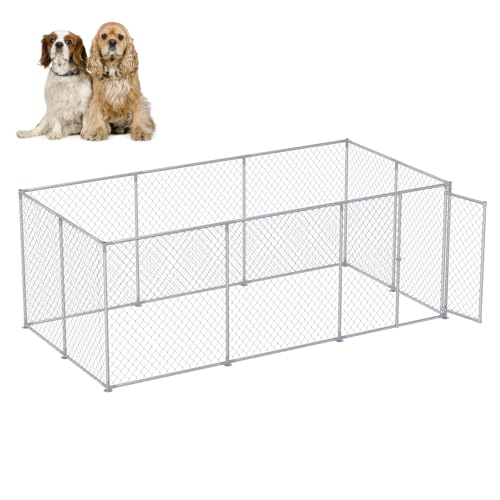 LZQ Hundezwinger Hundehütte Outdoor aus Verzinktem Stahl Hundekäfig 400x200x150cm Hundehaus Welpenlaufstall mit Verschließbares Riegelsystem, Silber LZQ Hundezwinger Hundehütte Outdoor aus Verzinktem Stahl Hundekäfig 400x200x150cm Hundehaus Welpenlaufstall mit Verschließbares Riegelsystem, Silber von LZQ