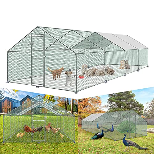 LZQ Large Metal Chicken Coop Chicken Run Walk-in Poultry Cage with Waterproof Cover for Outdoor Chicken, Duck Coops and Rabbit Runs 3 x 8 x 2 m LZQ Large Metal Chicken Coop Chicken Run Walk-in Poultry Cage with Waterproof Cover for Outdoor Chicken, Duck Coops and Rabbit Runs 3 x 8 x 2 m von LZQ