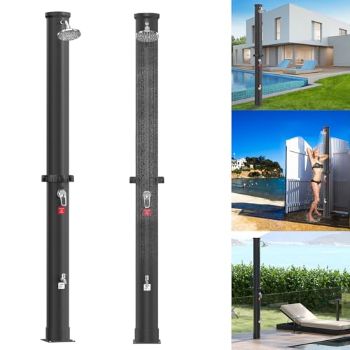 LZQ Solar Gartendusche 40L, Solardusche für Garten, Terrasse & Camping, Außendusche mit Duschkopf, Pooldusche Outdoor Dusche, Wasserhahn & Anschluss für Gartenschlauch inklusive (Schwarz) von LZQ