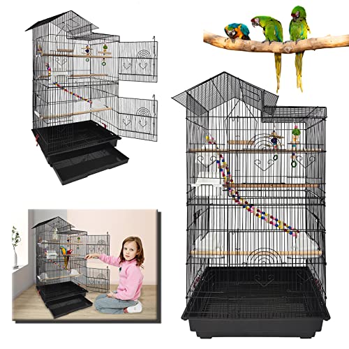LZQ Vogelhaus Vogelkäfig Vogelvoliere Papageienkäfig Metall Käfig für Papageien Tauben Vogel Haustier (mit Spielzeug) von LZQ