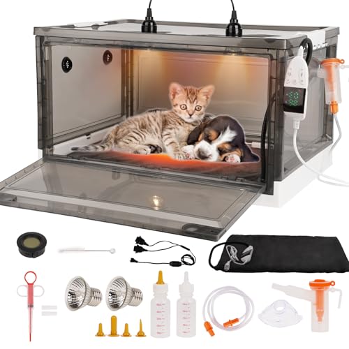 LZWUNYXE Welpen-Inkubator für Welpen mit Heizung und Sauerstoffgenator, Kätzchen-Inkubator mit Haustierbett, Matte, Hunde-Inkubator für neugeborene Welpen, mit Temperaturerkennung und Vernebelungs-Kit LZWUNYXE Welpen-Inkubator für Welpen mit Heizung und Sauerstoffgenator, Kätzchen-Inkubator mit Haustierbett, Matte, Hunde-Inkubator für neugeborene Welpen, mit Temperaturerkennung und Vernebelungs-Kit von LZWUNYXE