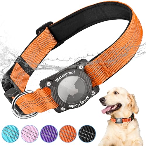 LZXLXS AirTag Hundehalsband, IPX8 Wasserdicht, Air Tag Hundehalsbandhalter, leuchtend, reflektierend, langlebig, bequem gepolsterte GPS-Halsbänder für kleine, mittelgroße und große Hunde, Orange, XL LZXLXS AirTag Hundehalsband, IPX8 Wasserdicht, Air Tag Hundehalsbandhalter, leuchtend, reflektierend, langlebig, bequem gepolsterte GPS-Halsbänder für kleine, mittelgroße und große Hunde, Orange, XL von LZXLXS