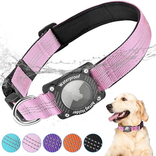 LZXLXS AirTag Hundehalsband, IPX8 Wasserdicht, Air Tag Hundehalsbandhalter, leuchtend, reflektierend, langlebig, bequem gepolsterte GPS-Halsbänder für kleine, mittelgroße und große Hunde, Rosa, M LZXLXS AirTag Hundehalsband, IPX8 Wasserdicht, Air Tag Hundehalsbandhalter, leuchtend, reflektierend, langlebig, bequem gepolsterte GPS-Halsbänder für kleine, mittelgroße und große Hunde, Rosa, M von LZXLXS