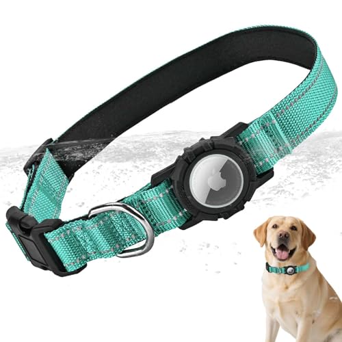 LZXLXS Airtag Hundehalsband mit wasserdichtem Airtag-Halter, integriertes, reflektierendes Haustierhalsband mit weicher Polsterung, verstellbares Nylon-Halsband für kleine, mittelgroße und große Hunde von LZXLXS