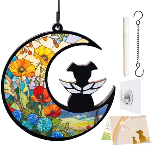 LZXLXS Gedenk-Sonnenfänger für Hunde, Geschenk für Tierliebhaber, Gedenkornament, Haustier-Gedenkgeschenke, Mohnblume LZXLXS Gedenk-Sonnenfänger für Hunde, Geschenk für Tierliebhaber, Gedenkornament, Haustier-Gedenkgeschenke, Mohnblume von LZXLXS