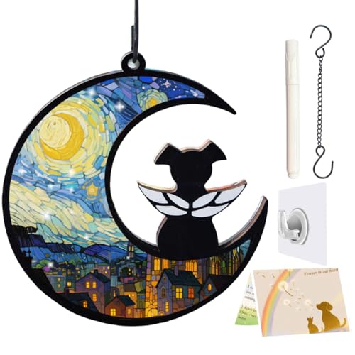 LZXLXS Hunde-Gedenk-Sonnenfänger, Geschenk für Tierliebhaber, Katzengedenk-Ornament, Haustier-Gedenkgeschenke, Sternennacht LZXLXS Hunde-Gedenk-Sonnenfänger, Geschenk für Tierliebhaber, Katzengedenk-Ornament, Haustier-Gedenkgeschenke, Sternennacht von LZXLXS